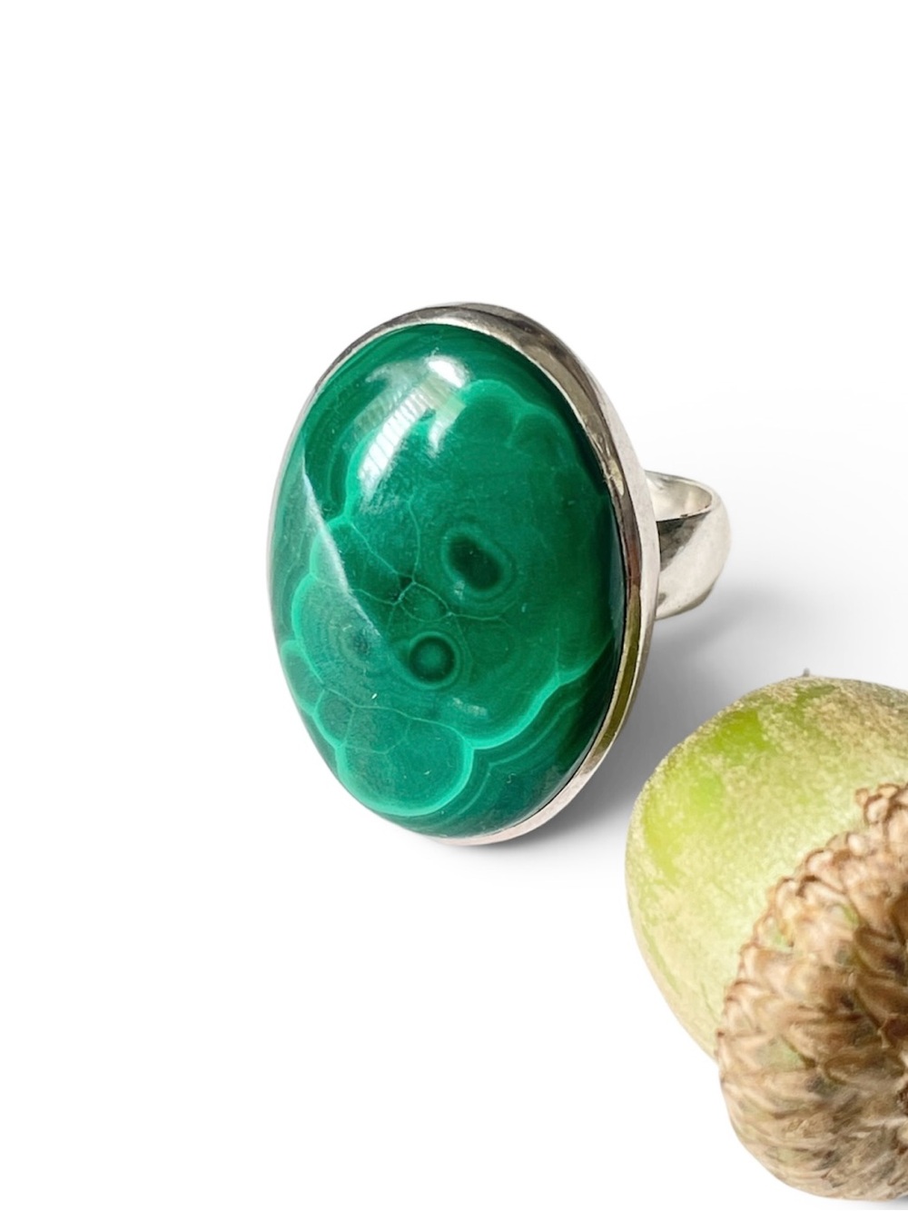 925 Sterling Silver natural Malachite Ring SizeUS 9 Butterfly “BOHO”